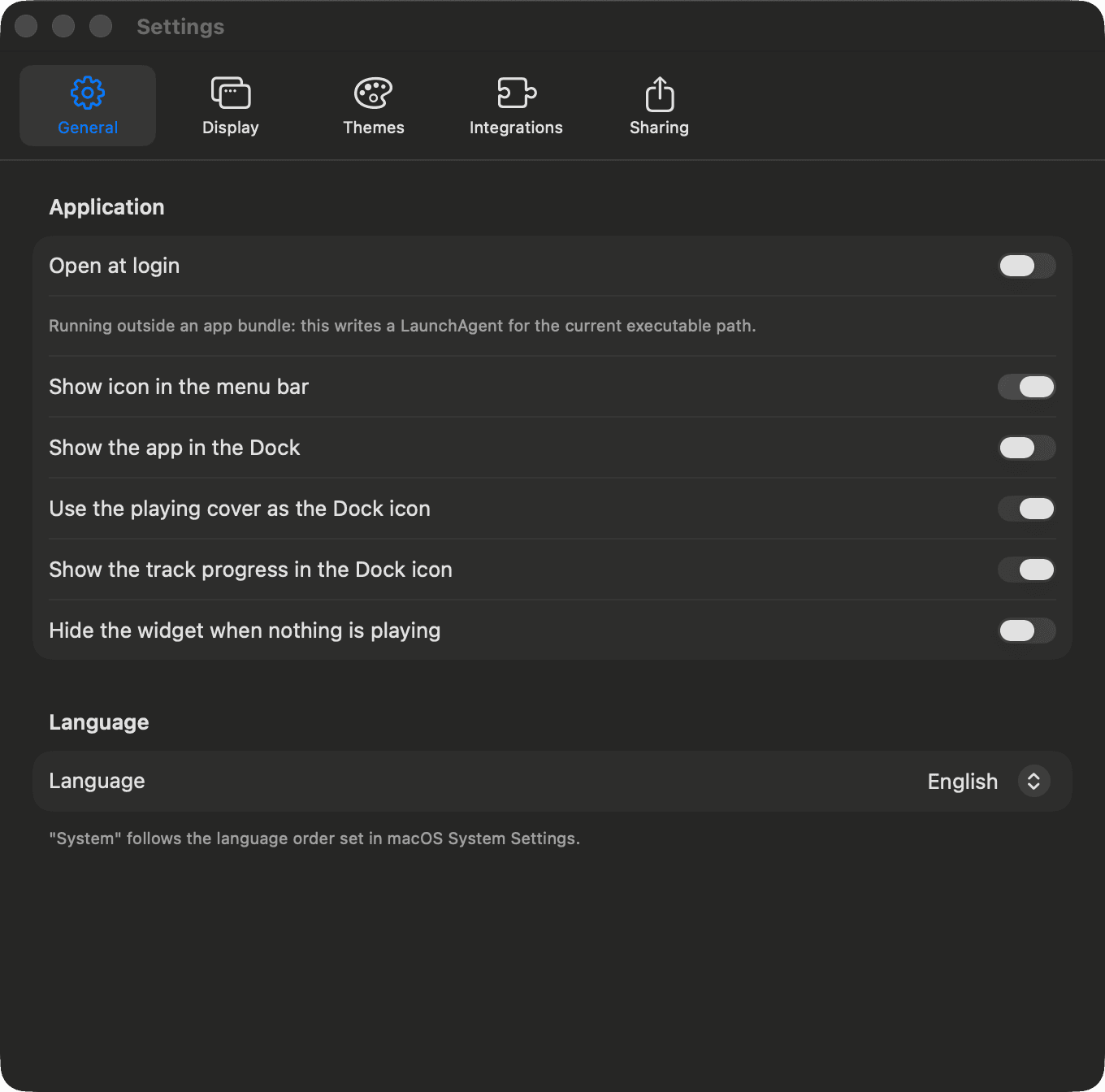 NowWave settings in English